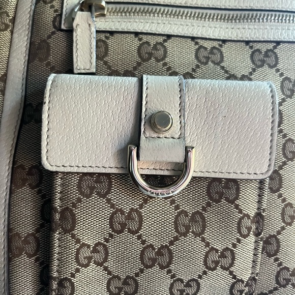 Authentic Gucci GG Canvas Abbey Shoulder Bag w White Leather 146247 212702 EUC - Picture 6 of 15